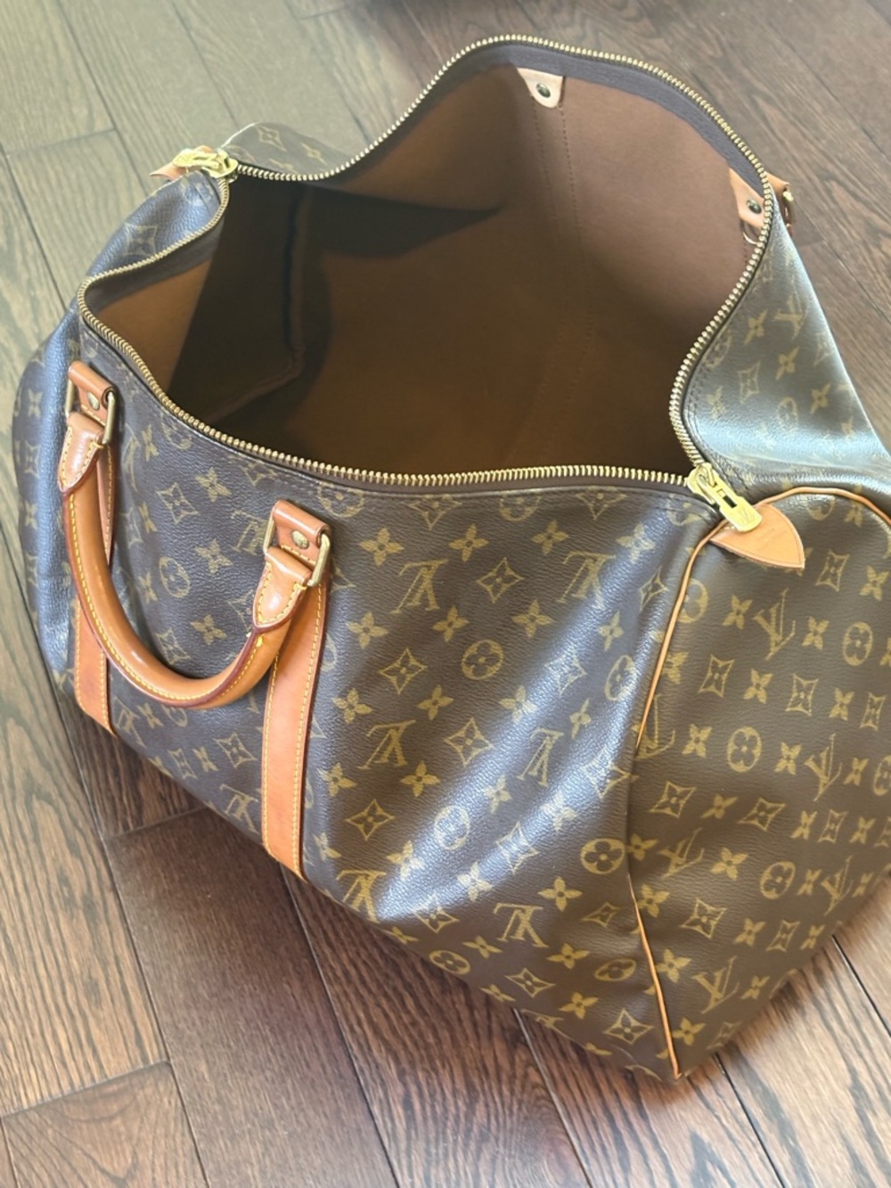 Authenticated A+ Vintage Monogram Coated Canvas Keepall 50 with Lock & Key - Picture 10 of 15